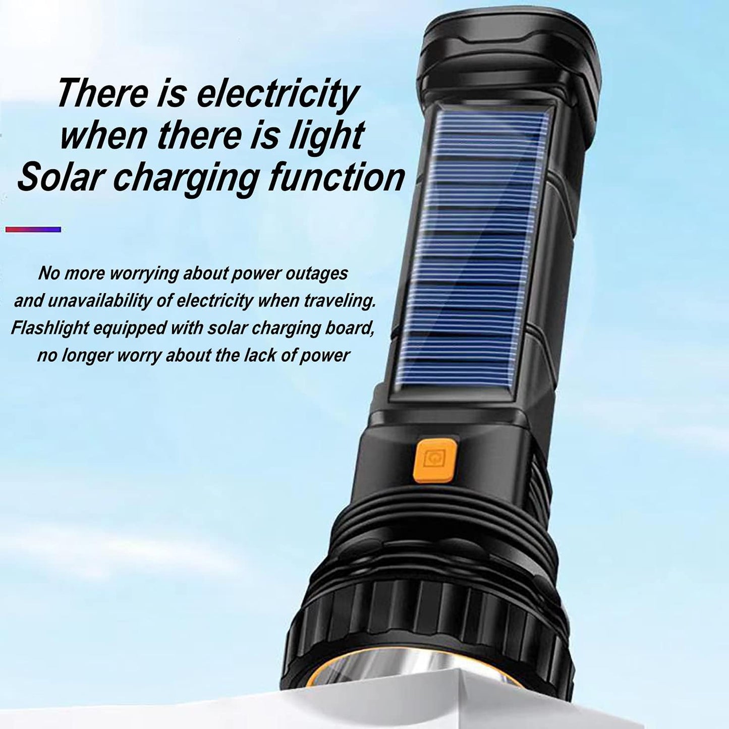 Ultra-Bright 1000 Lumen Solar & Rechargeable LED Flashlight with Power Bank & Emergency Strobe