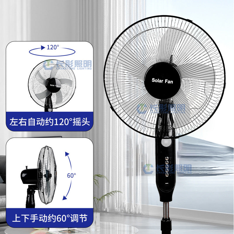 Premium Rechargeable Solar Standing & Desk Fan with Built-in Radio / Multi-Speed Wind