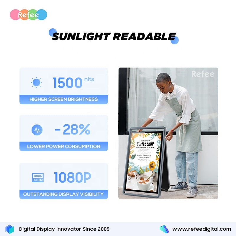 43" Portable Solar-Powered Outdoor Digital Poster Display (IP65 Waterproof)