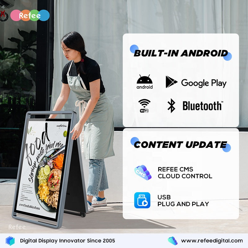 43" Portable Solar-Powered Outdoor Digital Poster Display (IP65 Waterproof)