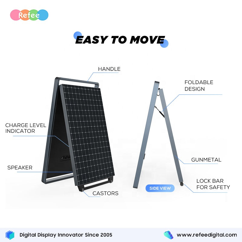 43" Portable Solar-Powered Outdoor Digital Poster Display (IP65 Waterproof)