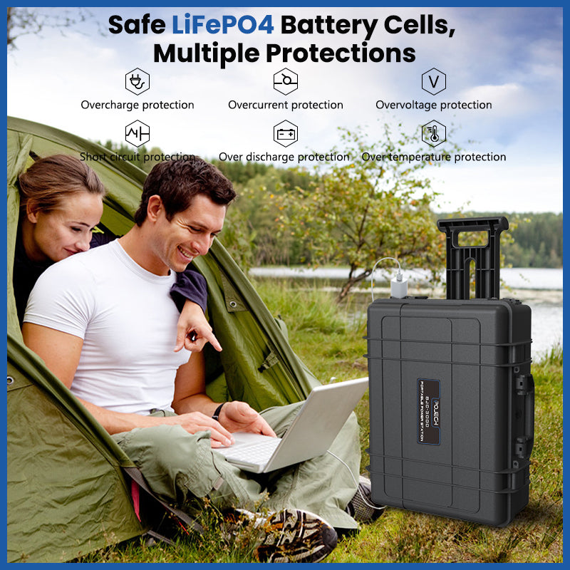 PoJech 3000W / 6kWh Heavy-Duty Portable Solar Power Station (LiFePO4)