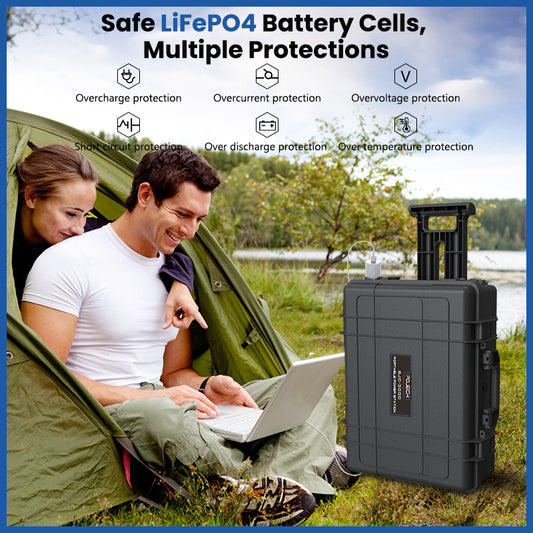 PoJech 3000W / 6kWh Heavy-Duty Portable Solar Power Station (LiFePO4)
