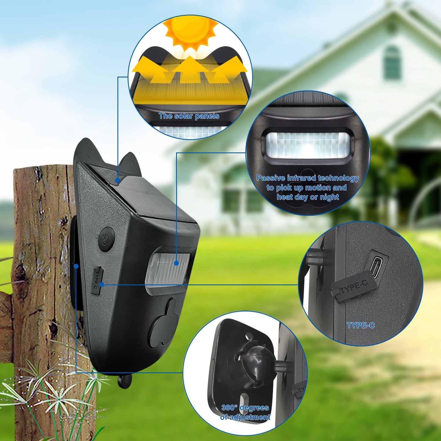 Solar-Powered Outdoor Wireless Driveway Alarm & Motion Sensor Doorbell Set