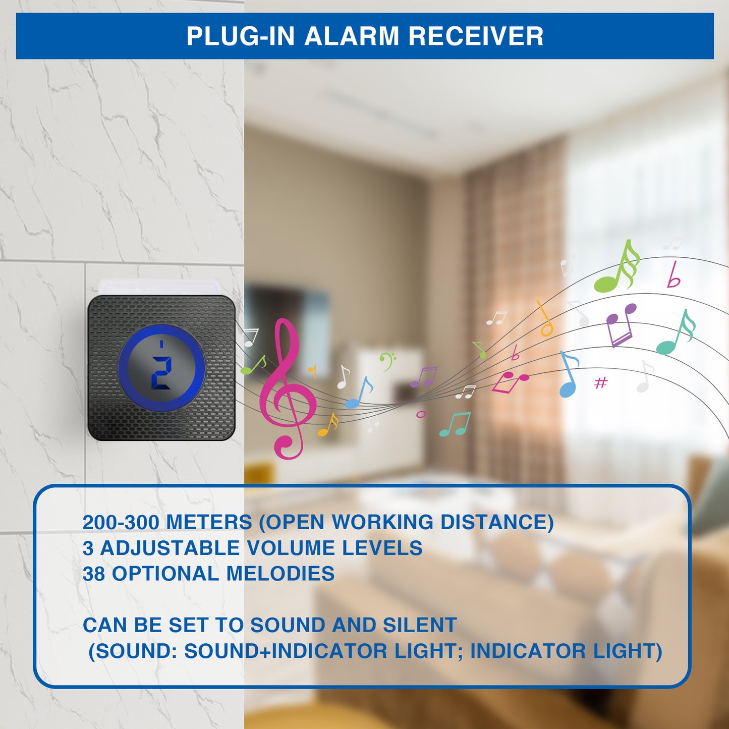 Solar-Powered Outdoor Wireless Driveway Alarm & Motion Sensor Doorbell Set