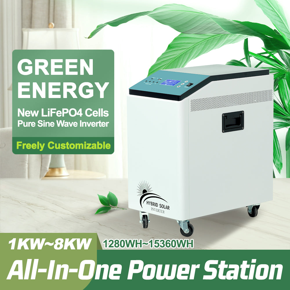 DingKeTai 48V Off-Grid Home Solar Power System Kit (LiFePO4 Battery + Pure Sine Wave Inverter)