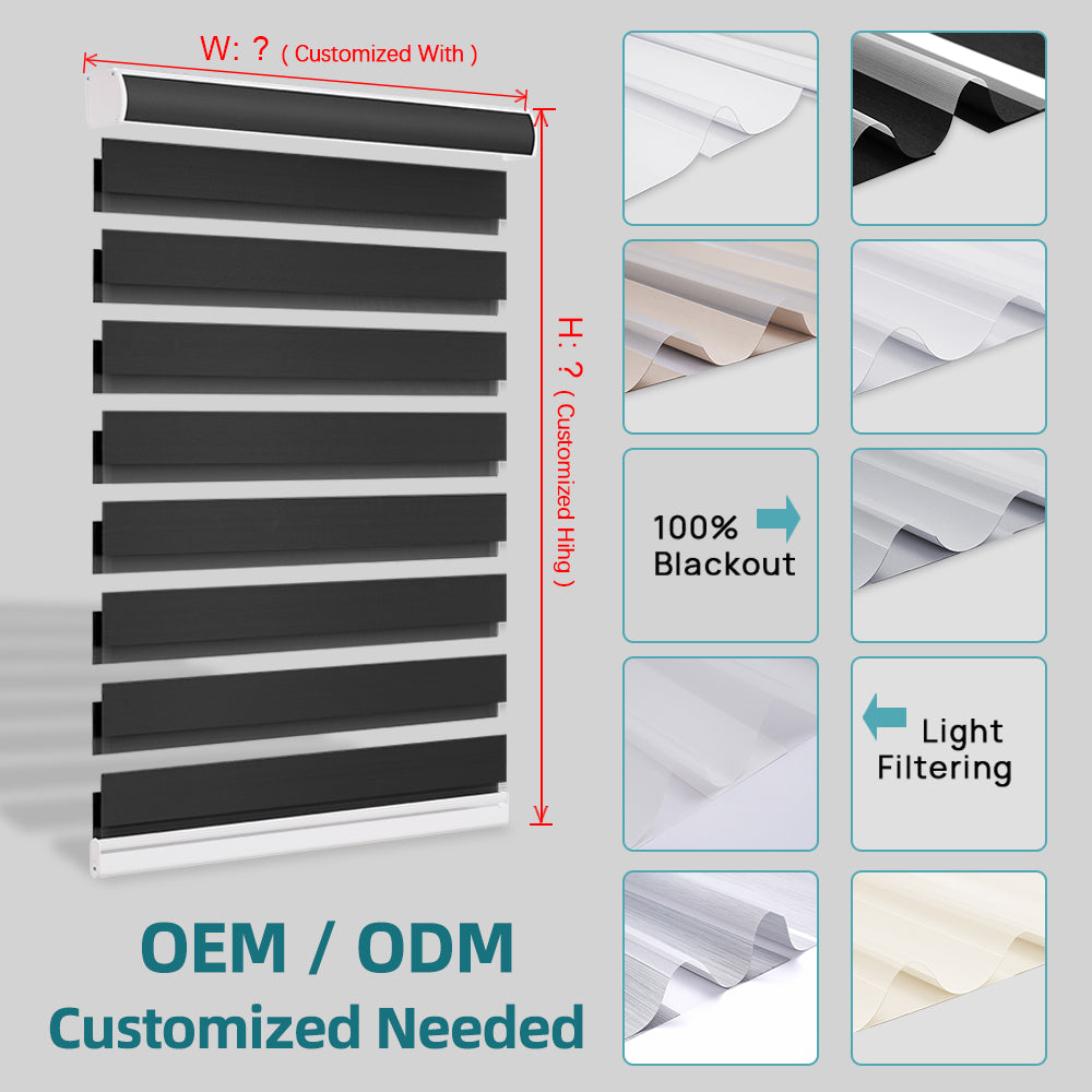 Smart Motorized Electric Blackout & Zebra Window Blinds (Custom Size)