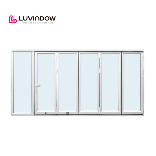 Luvindow Panoramic Aluminum Bifold Patio Doors – Heavy Duty Thermal Break Double Tempered Glass (8ft x 8ft)