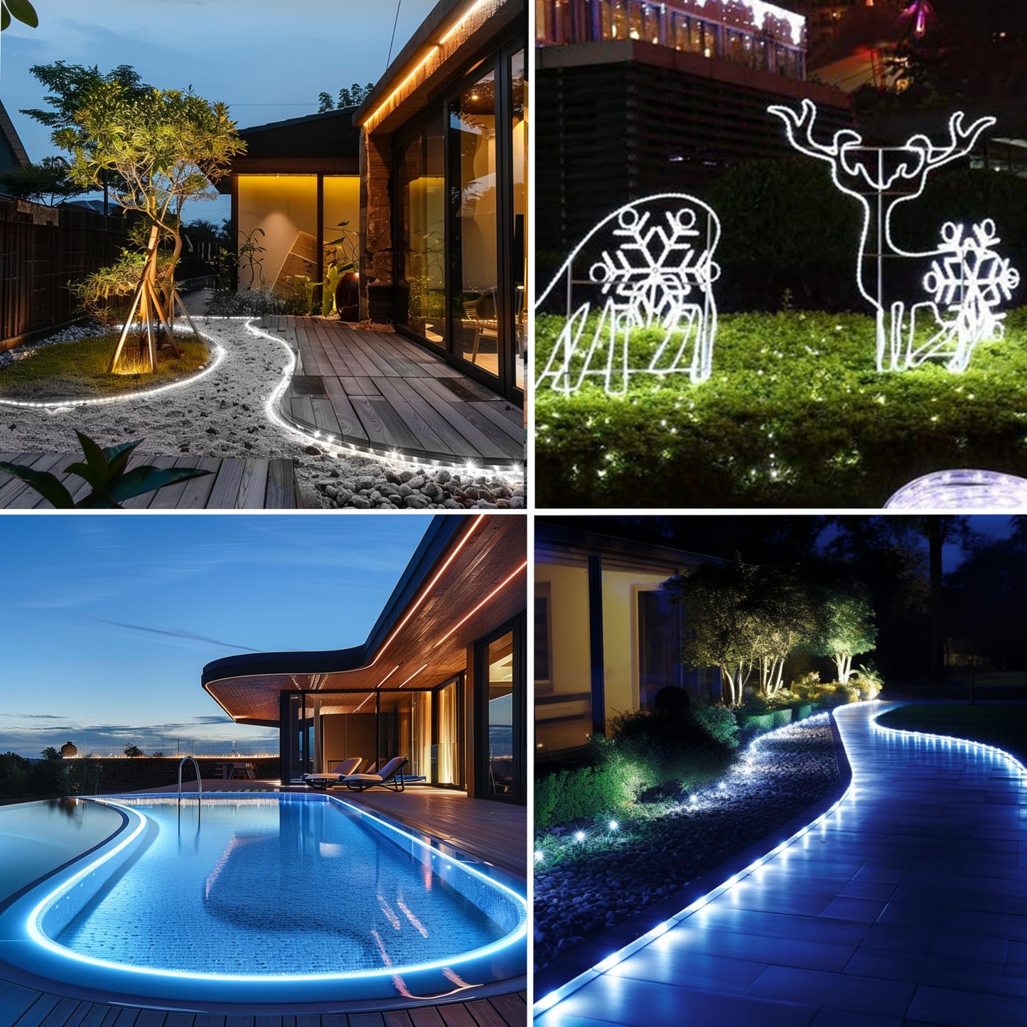 50ft 500 LED Solar Powered Outdoor Waterproof Rope Lights