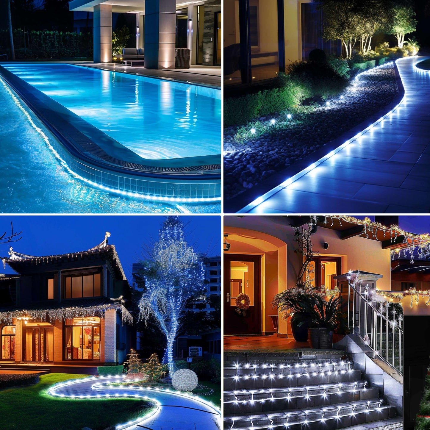 50ft 500 LED Solar Powered Outdoor Waterproof Rope Lights